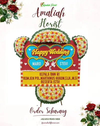 Karangan Papan Bunga Pernikahan di Tihu